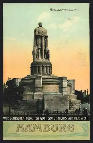 AK Hamburg-St. Pauli, Bismarckdenkmal, Spruch