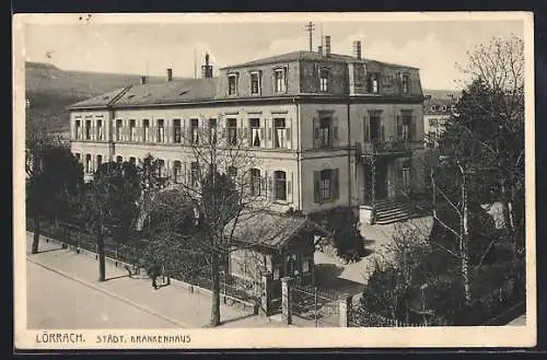 AK Lörrach, Städt. Krankenhaus, Strassenpartie
