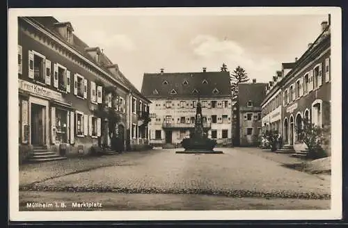 AK Müllheim i. B., Ortspartie am Marktplatz
