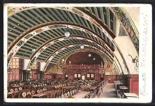 AK München, Inneres der Mathäser-Bräu Bierhalle