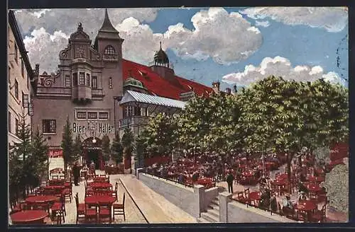 AK München, Mathäserbräu, Bierhallen & Gartenlokal