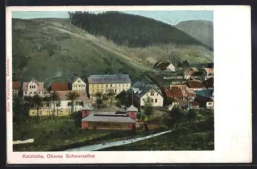 AK Katzhütte /Oberes Schwarzathal, Totalansicht mit Hotel Wurzelberg