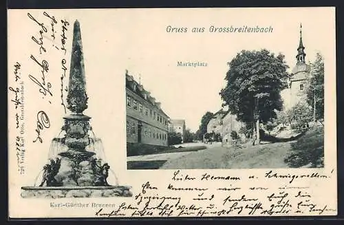 AK Grossbreitenbach, Marktplatz, Karl-Günther Brunnen