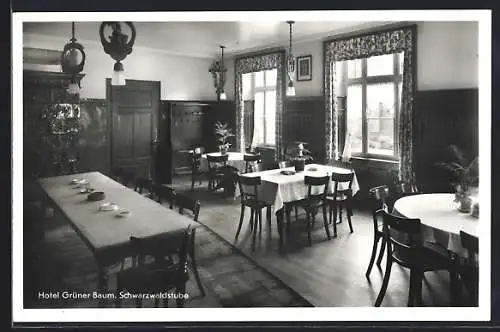 AK Muggenbrunn /Schwarzwald, Hotel Grüner Baum, Bes. Helmut Wissler, Innenansicht Schwarzwaldstube