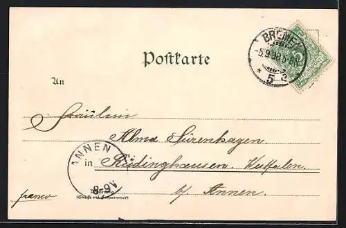 Lithographie Bremen, Dom, Börse im Passepartout