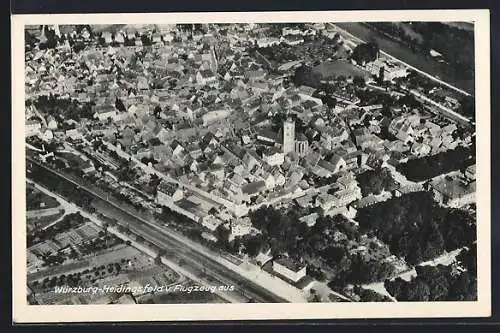 AK Würzburg-Heidingsfeld, Ortsansicht mit Kirche vom Flugzeug aus