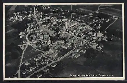 AK Etting bei Ingolstadt, Ortsansicht mit Kirche vom Flugzeug aus