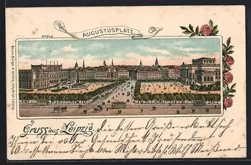 Lithographie Leipzig, Augustusplatz-Panorama