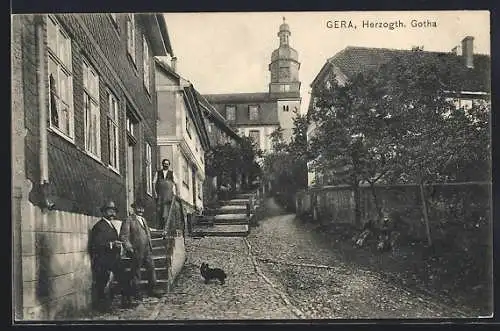 AK Gera /Herzogth. Gotha, Strassenpartie mit Anwohnern