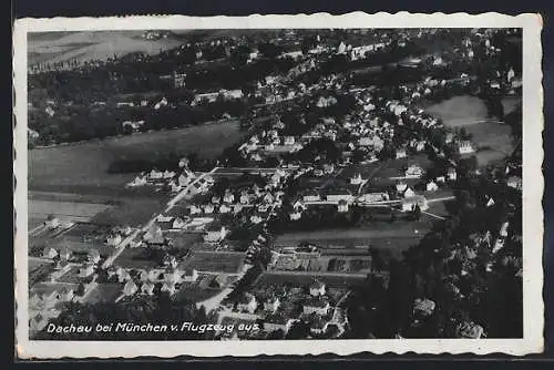 AK Dachau bei München, Teilansicht, Fliegeraufnahme