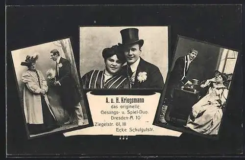 AK Dresden-A., Gesangs- u. Spiel-Duo A. u. H. Kriegsmann, Ziegelstr. 61 Ecke Schulgutstr.