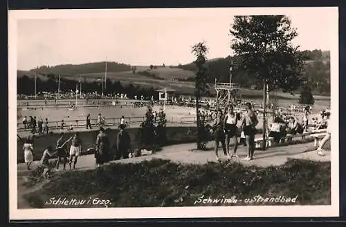 AK Schlettau i. Erzg., Schwimm- und Strandbad
