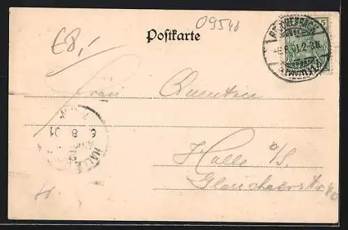 Lithographie Zwickau, Marktplatz, Passepartout