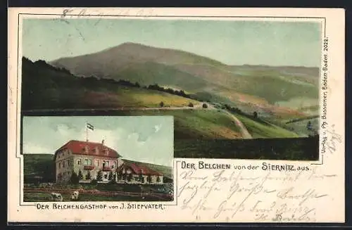 AK Belchen, Belchengasthof, Panorama von der Siernitz aus