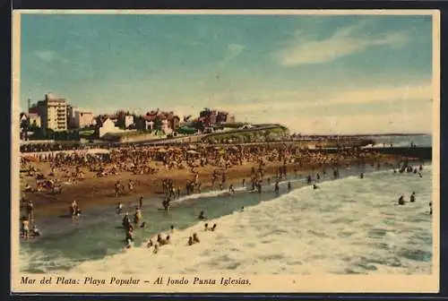 AK Mar del Plata, Playa Popular, Al fondo Punta Iglesias