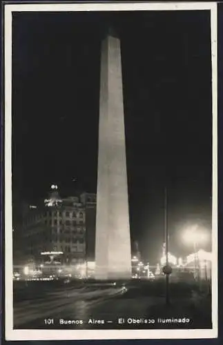 AK Buenos Aires, El Obelisco lluminado