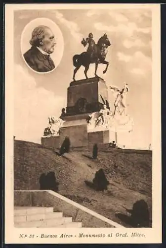 AK Buenos Aires, Monumento al Gral. Mitre