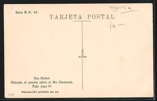 AK San Rafael, Entrada al puente sobre el Rio Diamante