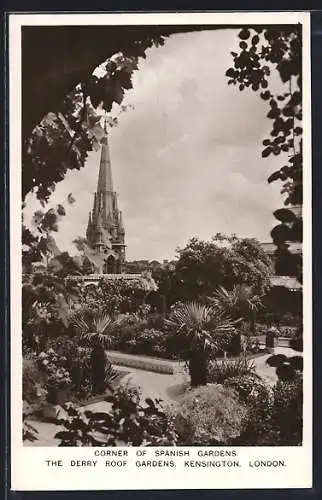 AK London, Kensington, The Derry Roof Gardens, Corner of Spanish Gardens