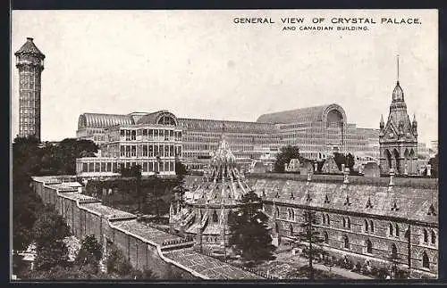 AK London, General View of Crystal Palace and Canadian Building