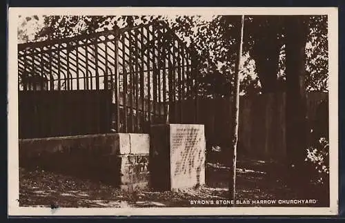 AK Harrow, Churchyard, Byron`s Stone Slab