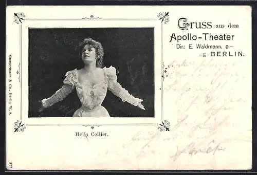 AK Berlin, Apollo-Theater, Dir. E. Waldmann, Schauspielerin Hella Collier