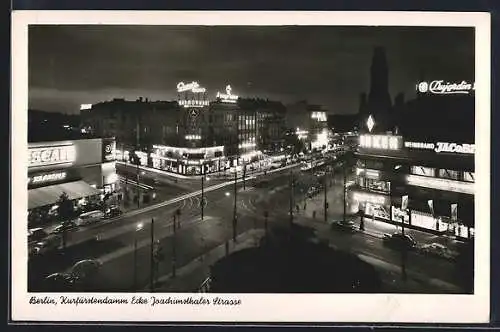 AK Berlin-Charlottenburg, Kurfürstendamm Ecke Joachimsthaler Strasse mit Strassenbahn