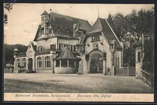 AK Berlin-Grunewald, Restaurant Hundekehle, Vorderansicht, Inh. Hermann Otto