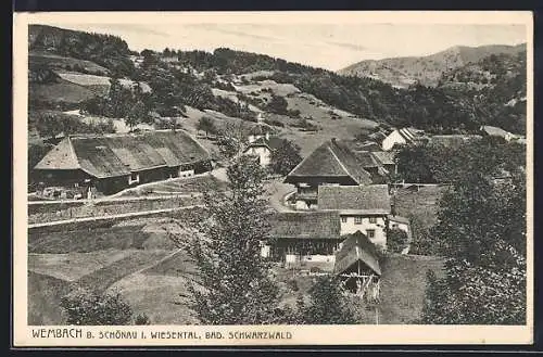 AK Wembach b Schönau, Blick auf den Ort mit Berglandschaft