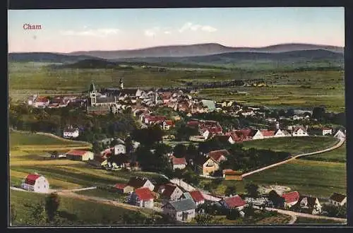 AK Cham, Ortsansicht aus der Vogelschau