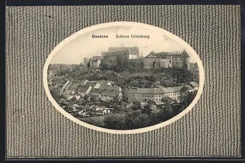 AK Bautzen, Schloss Ortenburg aus der Vogelschau