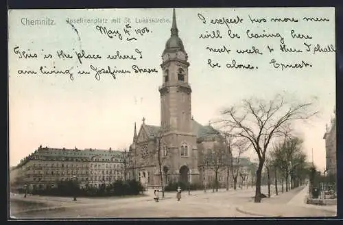AK Chemnitz, Josefinenplatz mit St. Lukaskirche