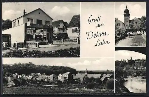 AK Dehrn /Lahn, Rewe, Blick auf die Kirche mit Autos