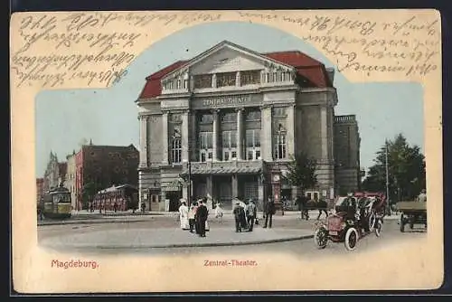 AK Magdeburg, Strassenpartie am Zentral-Theater