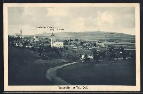AK Trausnitz im Tal, Panorama mit Burg Trausnitz und Versöhnungskapelle