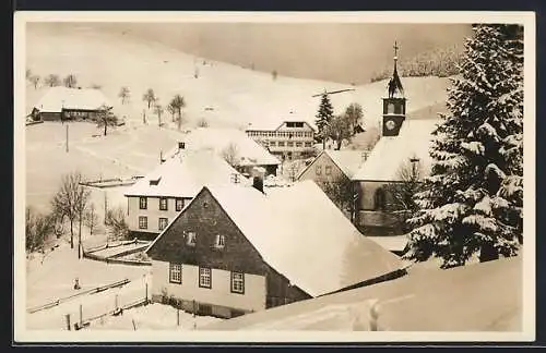AK Muggenbrunn, Gasthof-Fremdenheim z. Adler im Winter