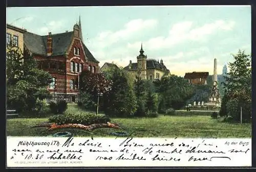 AK Mühlhausen i. Th., An der Burg mit Denkmal