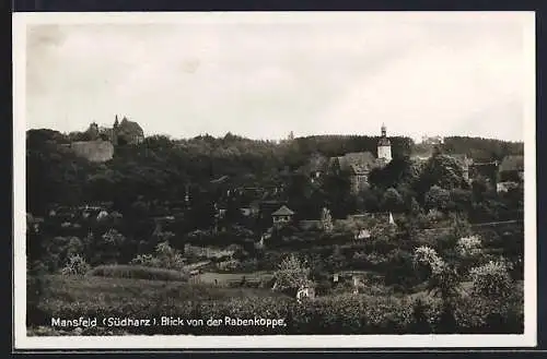 AK Mansfeld /Südharz, Blick von der Rabenkoppe auf den Ort
