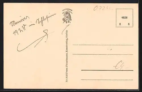 AK Görlitz, Blick vom Forsthaus mit Kirche