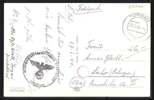 AK Torgau, Rathaus mit Strassenpartie