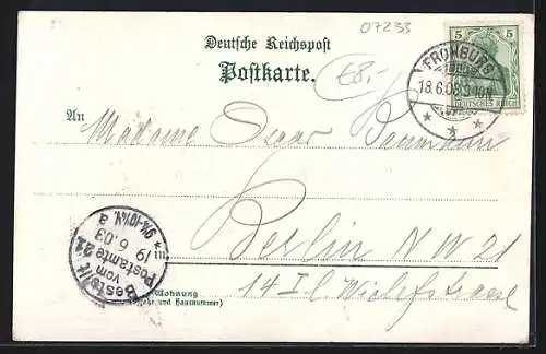 Künstler-AK Frohburg, Strassenpartie mit Rathaus