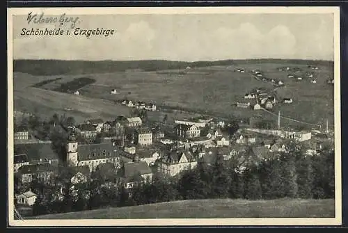 AK Schönheide i. Erzgebirge, Teilansicht mit Kirche