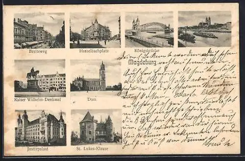 AK Magdeburg, Breiteweg, Dom, Königsbrücke