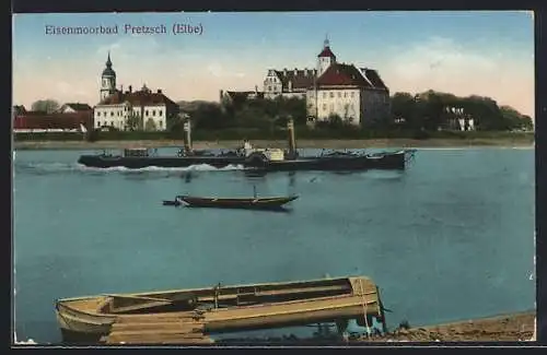 AK Pretzsch /Elbe, Elbepartie mit Blick auf den Ort