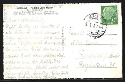 AK Langen-Brombach / Odw., Gasthaus Zur Mühle