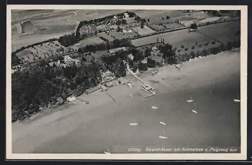 AK Utting, Strandhäuser am Ammersee vom Flugzeug aus