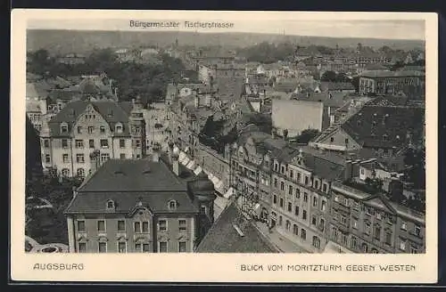 AK Augsburg, Blick vom Moritzturm gegen Westen