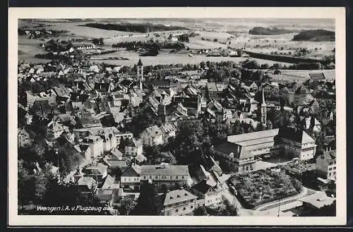 AK Wangen i. A., Ortsansicht vom Flugzeug aus