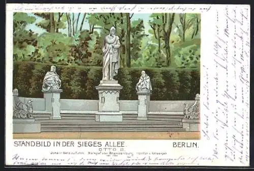 AK Berlin-Tiergarten, Standbild in der Sieges-Allee