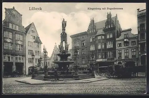 AK Lübeck, Klingenberg mit Siegesbrunnen